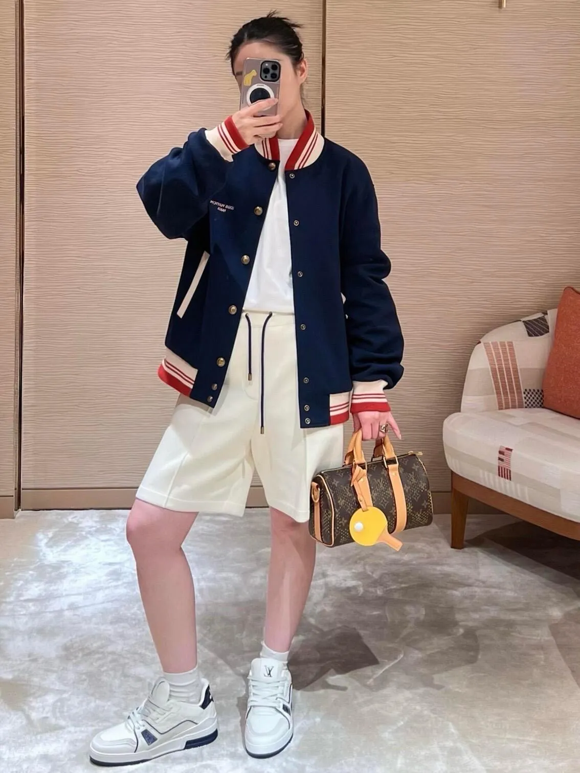 Louis Vuitton/Louis Vuitton 26Fw contrasting letter embroidered baseball jacket